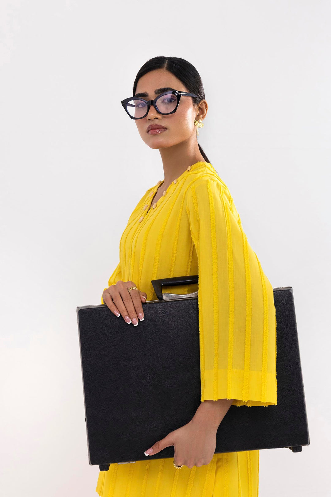 Brochia Jacquard Yellow Stitched Suit - Sana Safinaz