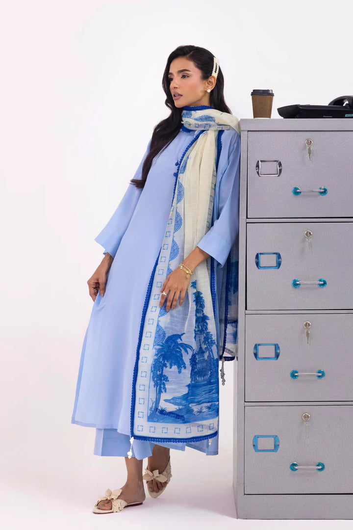 Linen Ferozi Stitched Suit - Sana Safinaz