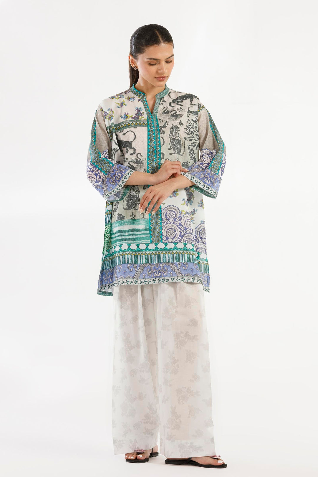 Linen Multi Stitched Suit - Sana Safinaz
