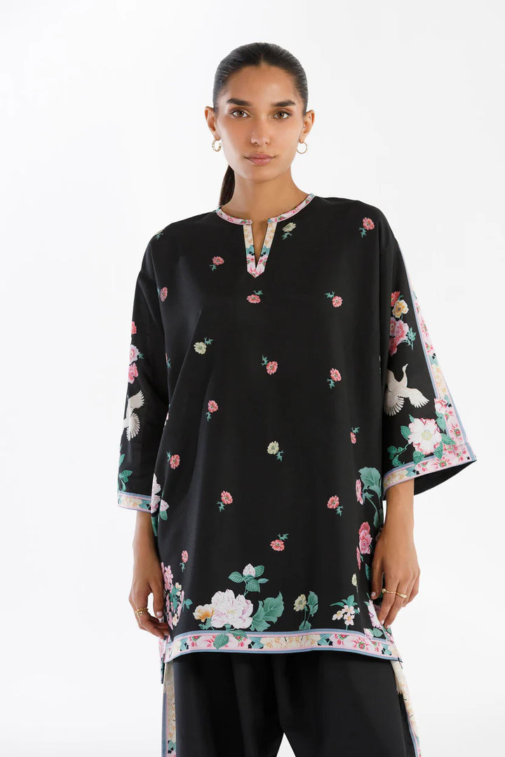 Linen Black Stitched Suit - Sana Safinaz