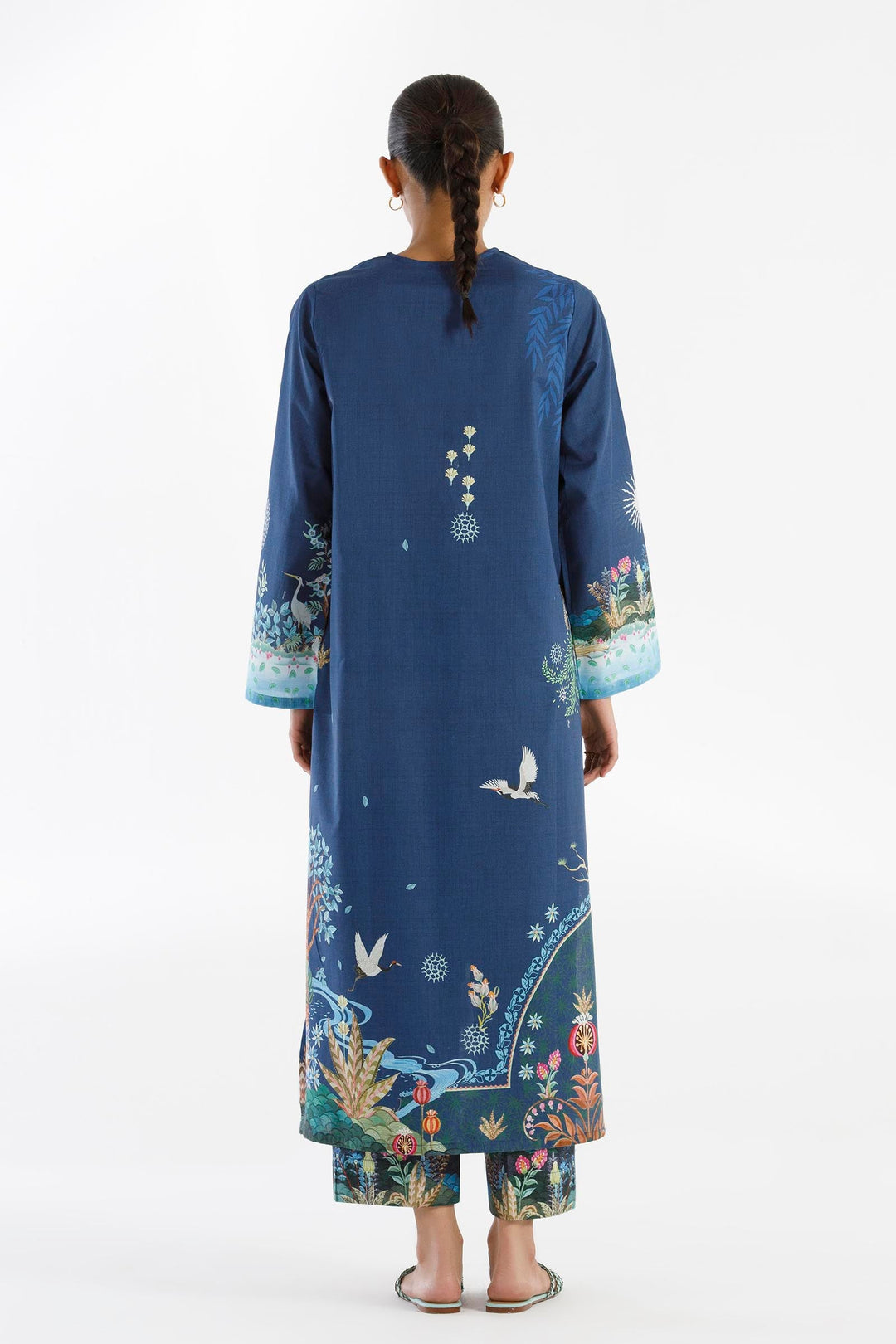 Lawn Navy Blue Stitched Suit - Sana Safinaz