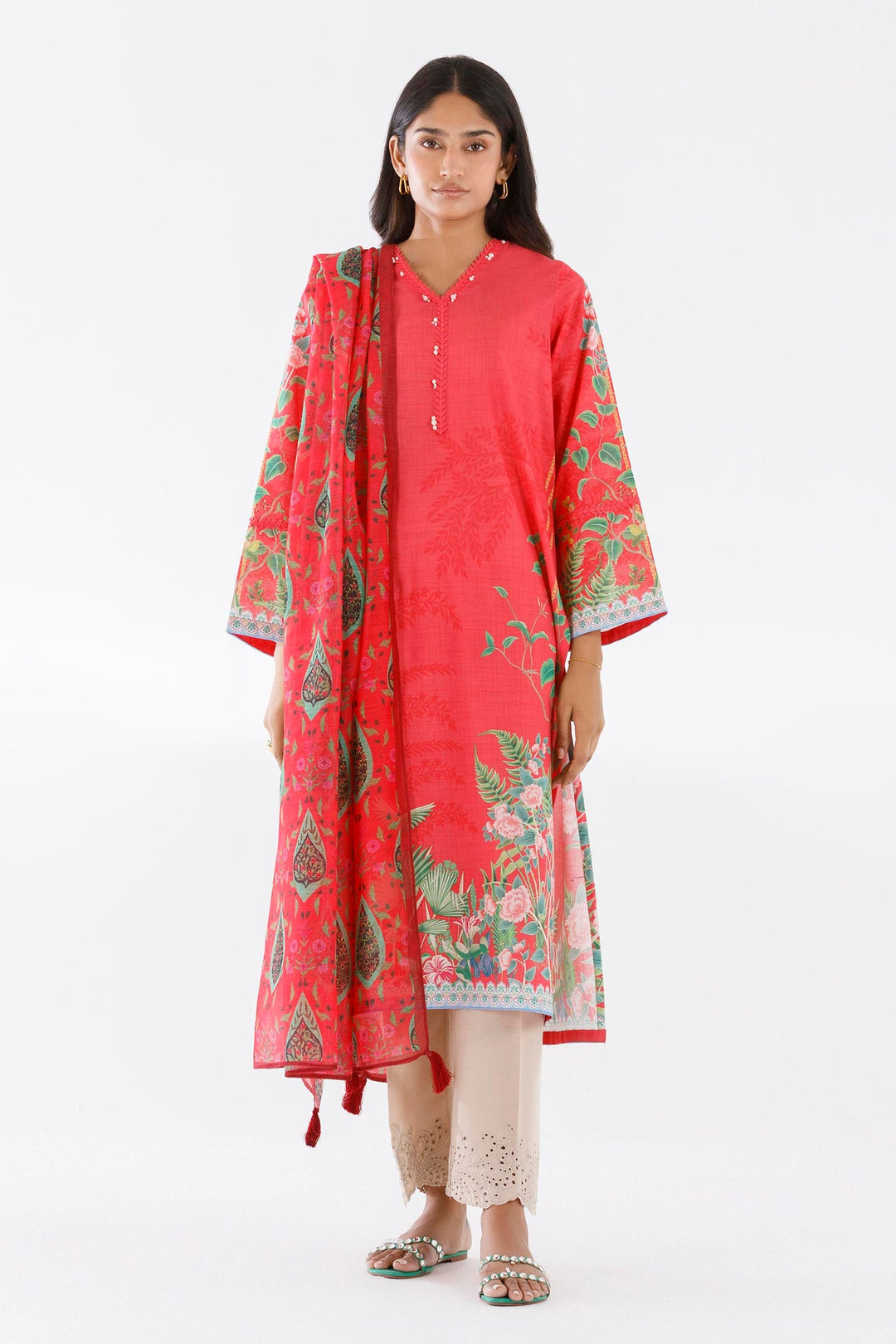 Lawn Shocking Pink Stitched Suit - Sana Safinaz