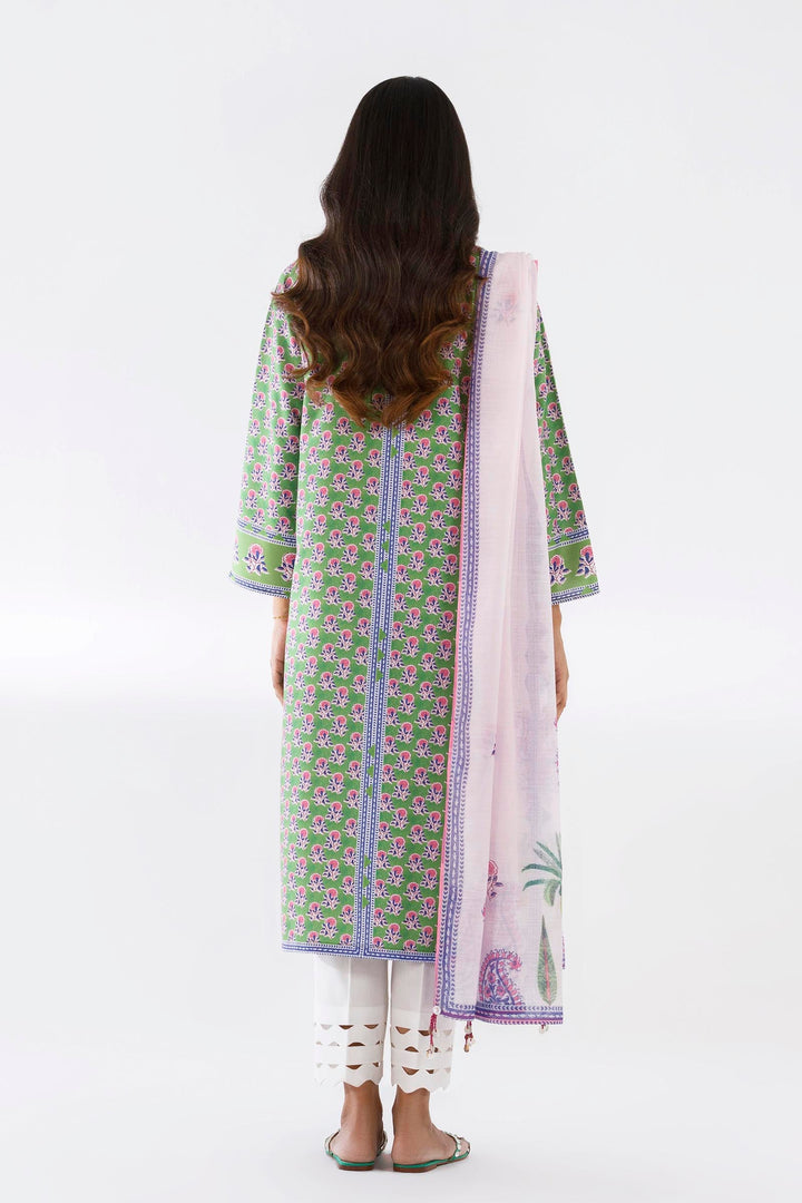 Blended Viscose Parrot Green Stitched Suit - Sana Safinaz