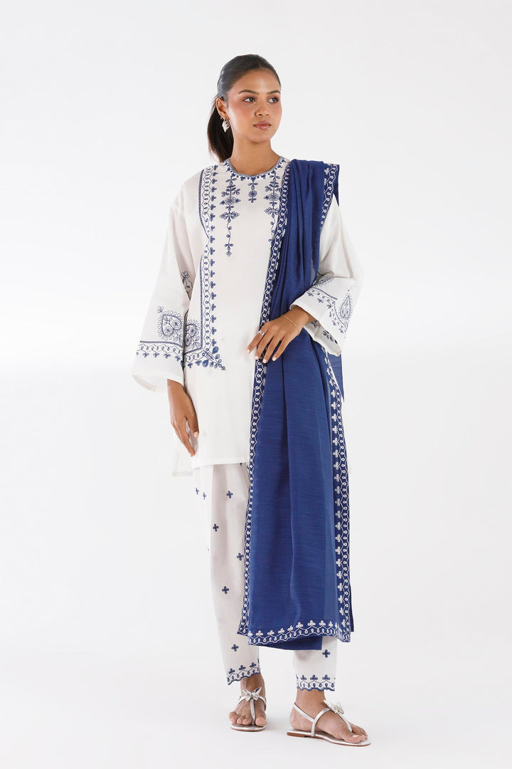 Lawn Blue & White Stitched Suit - Sana Safinaz