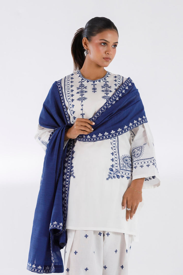 Lawn Blue & White Stitched Suit - Sana Safinaz
