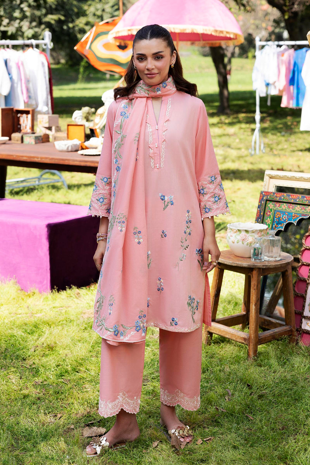 Lawn Pink Stitched Suit - Sana Safinaz