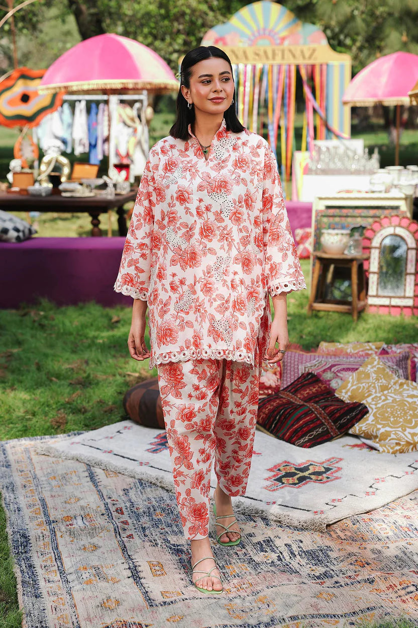 Lawn Pink & Offwhite Stitched Suit - Sana Safinaz