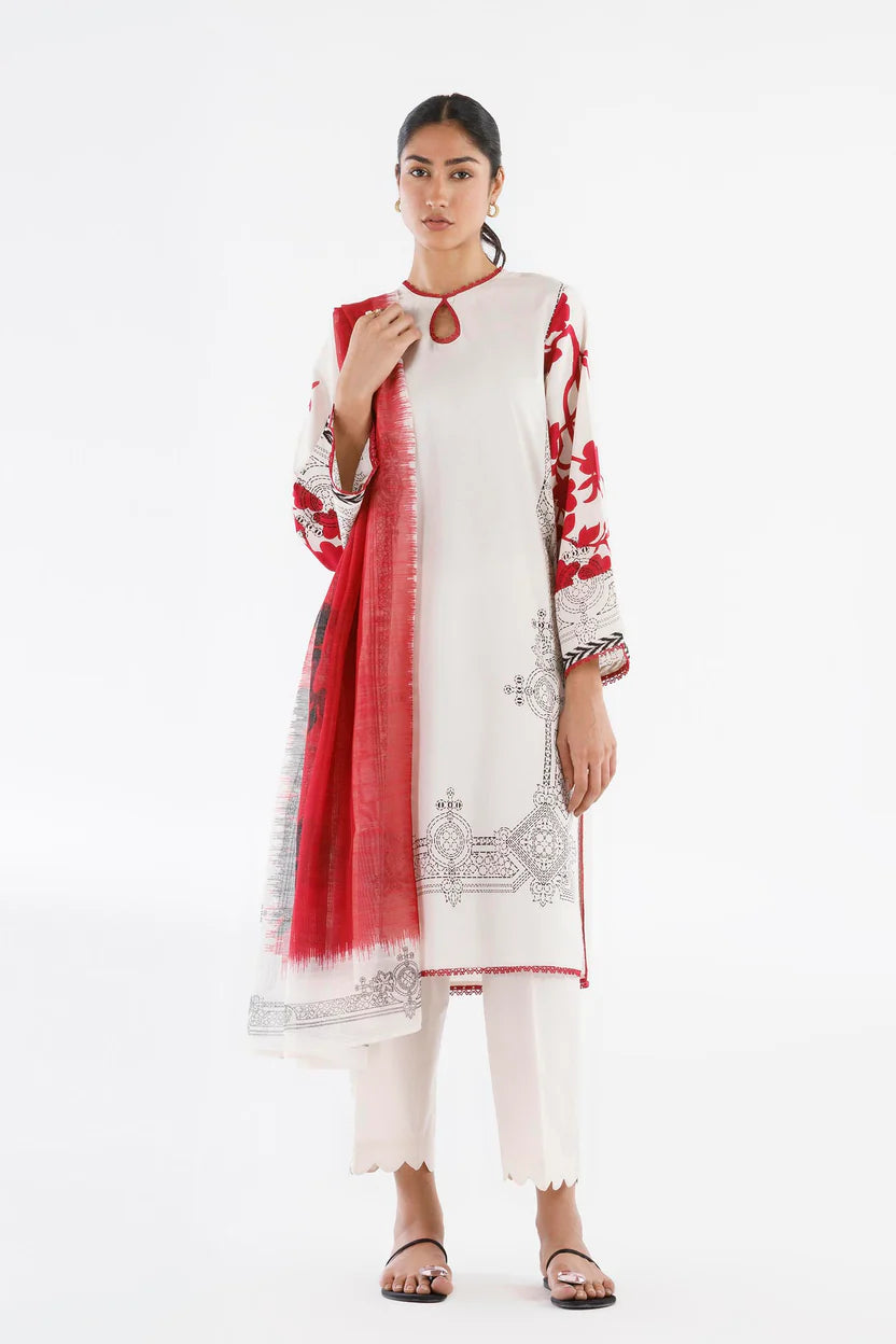 Lawn Beige Stitched Suit - Sana Safinaz