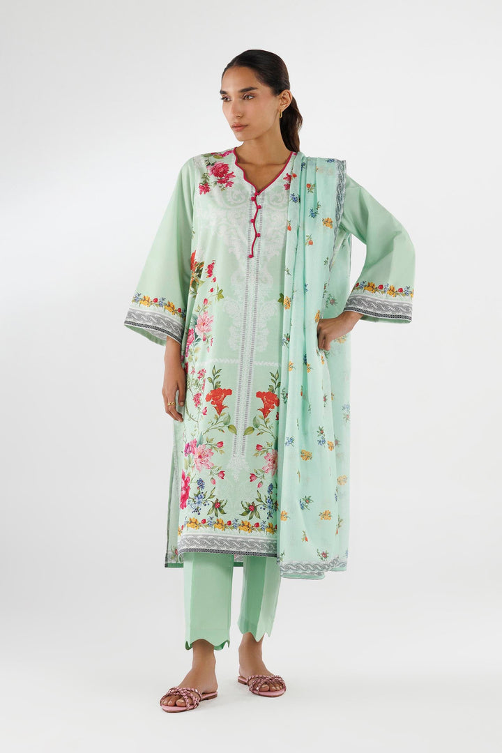 Lawn Light Green Stitched Suit - Sana Safinaz
