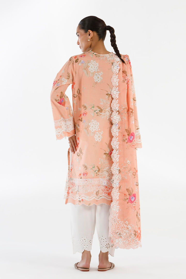 Lawn Peach Stitched Suit - Sana Safinaz