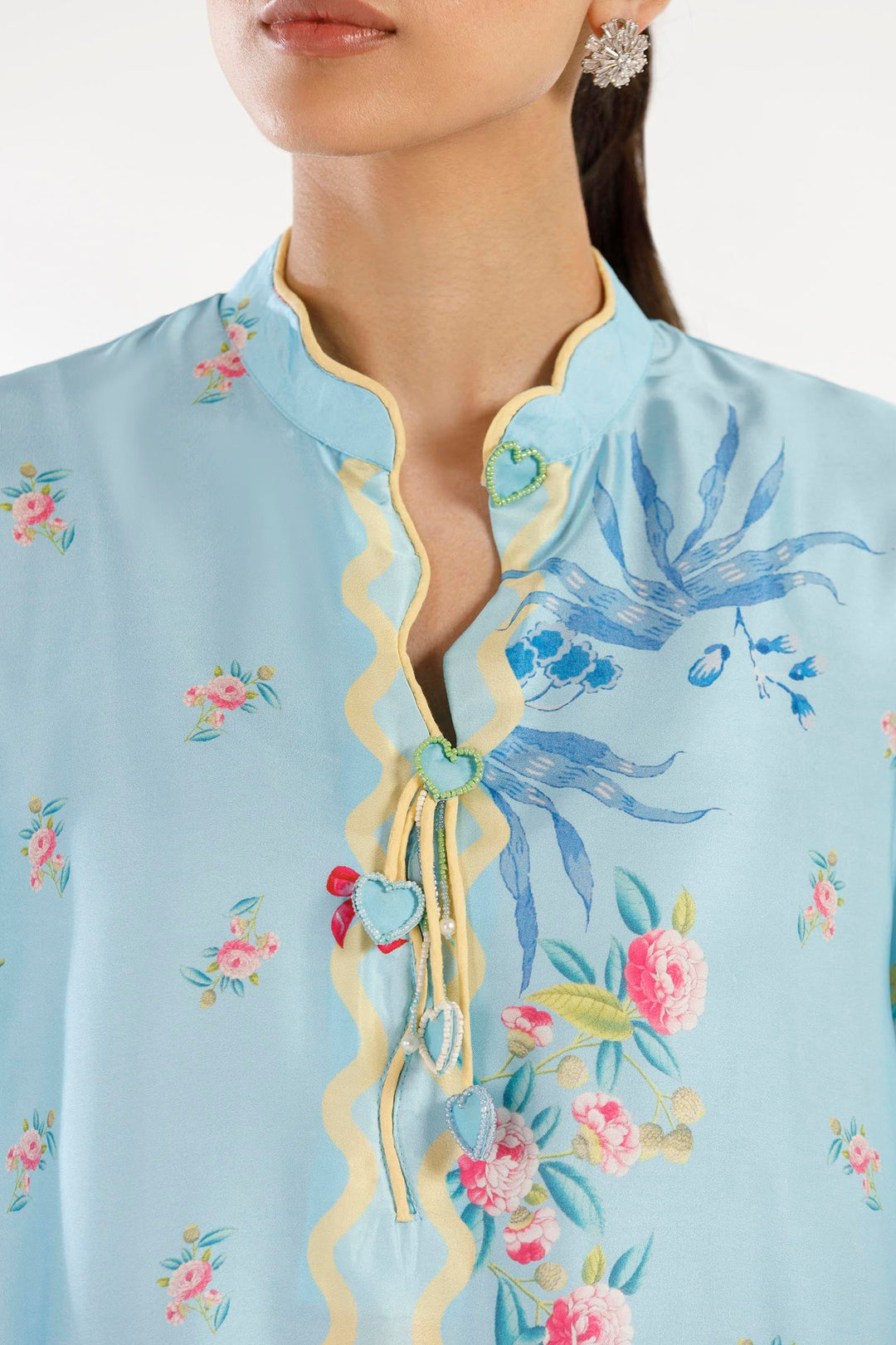 Satin Sky Blue Stitched Suit - Sana Safinaz