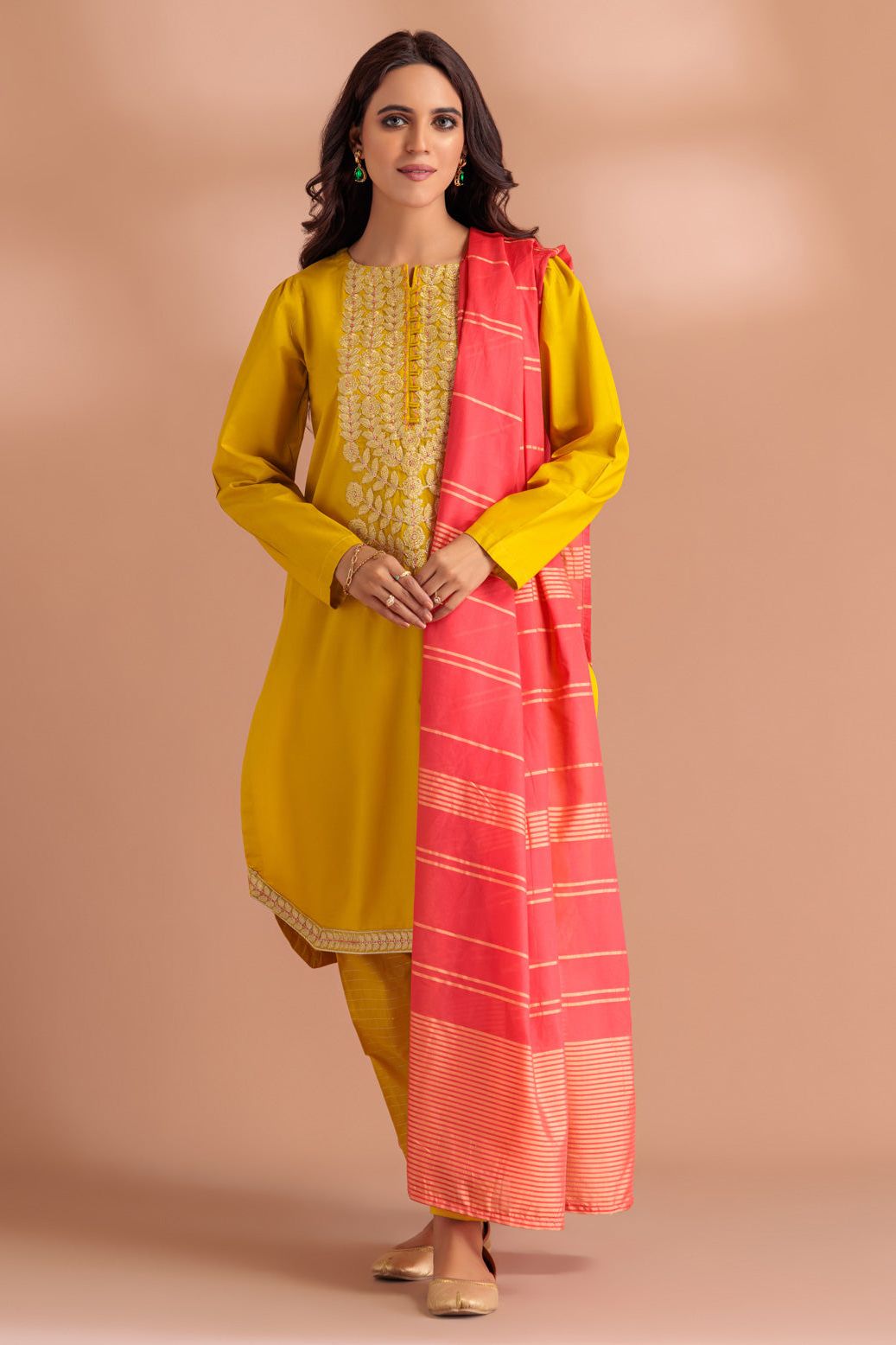 Cambric Yellow 3 Piece Stitched Suit - Bonanza