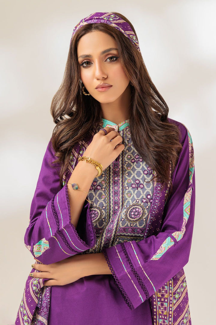 Cambric Purple 3 Piece Stitched Suit - Bonanza