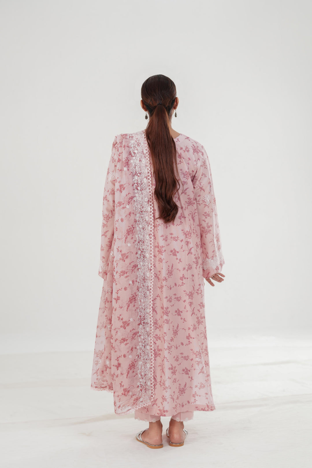 Subtle Rose - Cross Stitch Embroidered Lawn Stitched