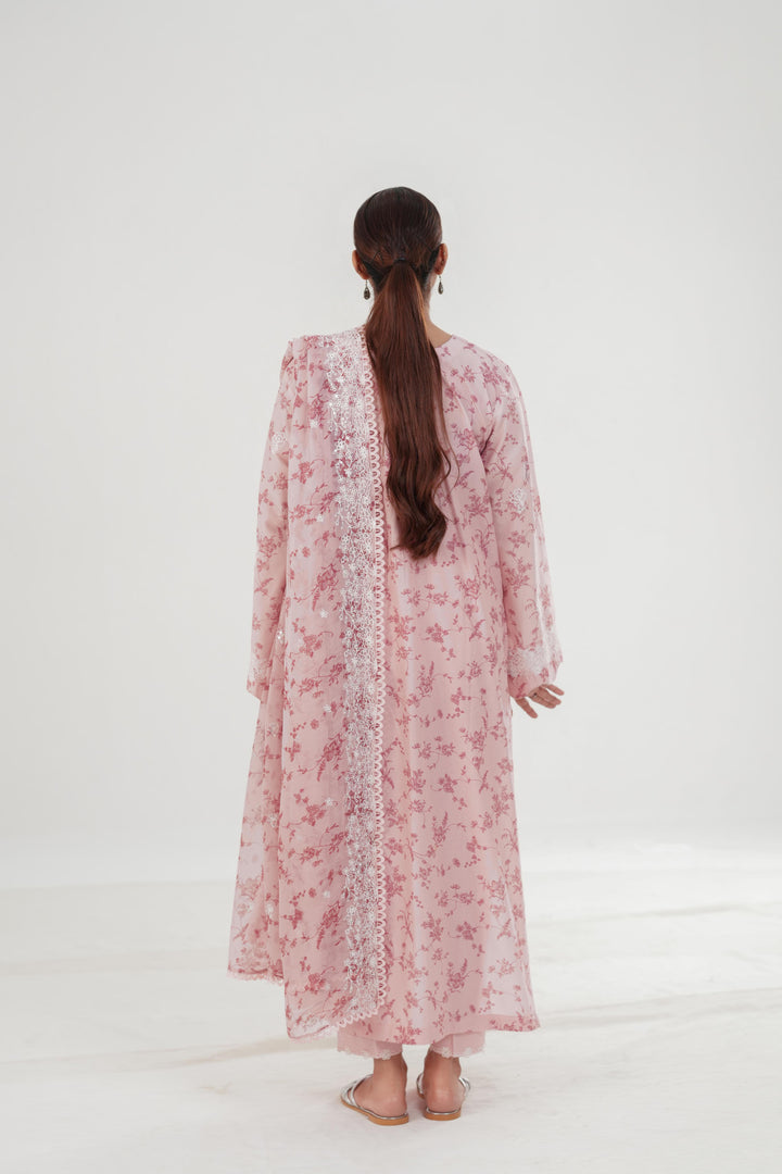 Subtle Rose - Cross Stitch Embroidered Lawn Stitched