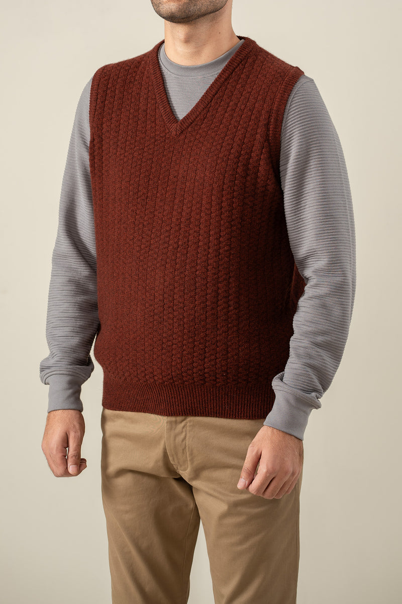 Lambs Wool Rust Designer Sweater - Cambridge