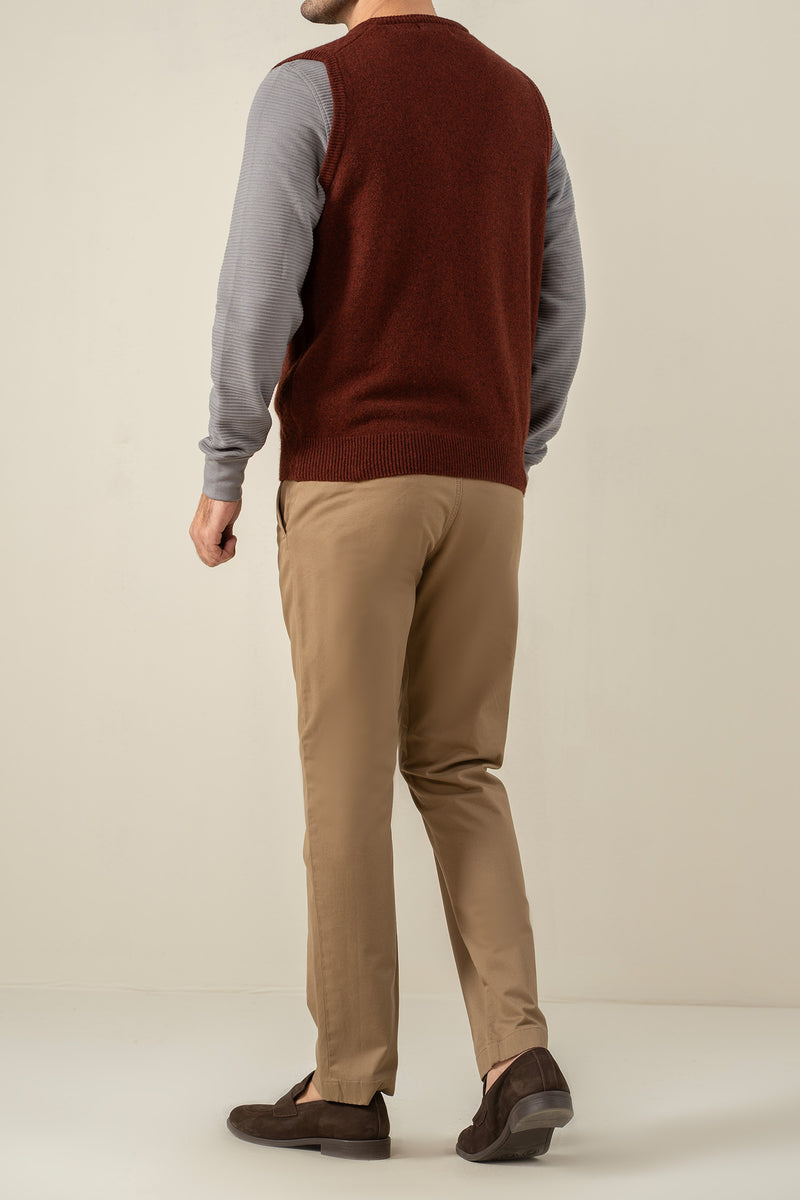 Lambs Wool Rust Designer Sweater - Cambridge