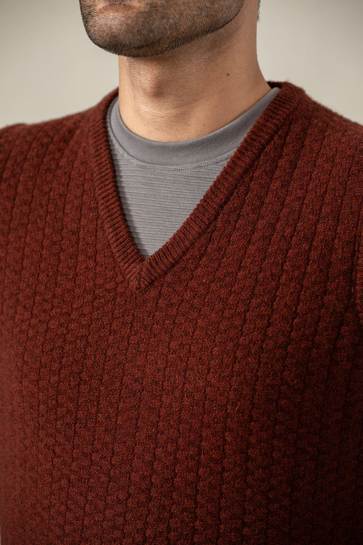 Lambs Wool Rust Designer Sweater - Cambridge