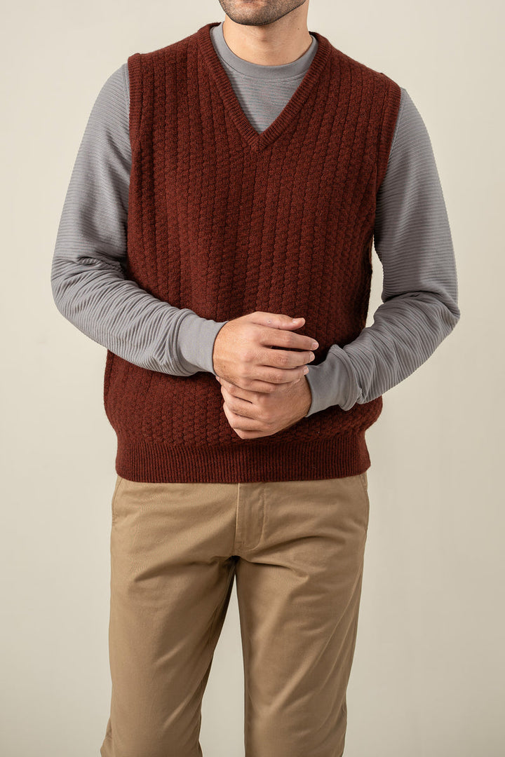 Lambs Wool Rust Designer Sweater - Cambridge