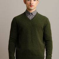 Lambs Wool Olive Designer Sweater - Cambridge