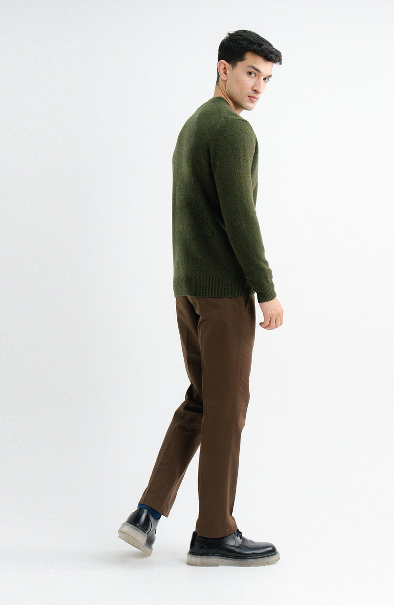 Lambs Wool Olive Designer Cardigan - Cambridge