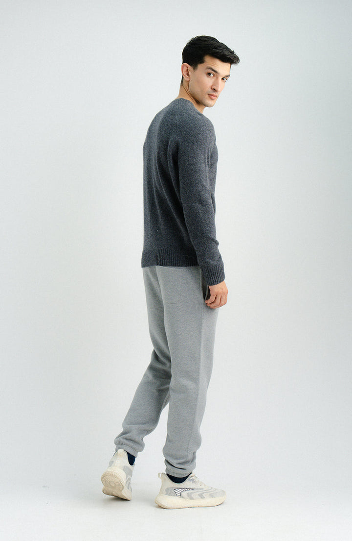 Plain Grey Raglan Crew Full Sleeves Sweater - Cambridge