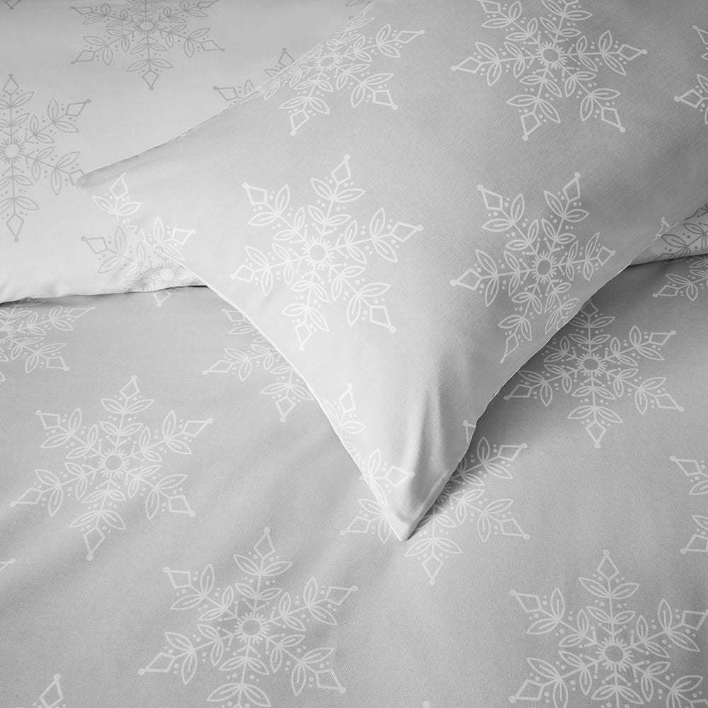 Vantona Essentials Simple Snowflake Duvet Cover Set - Grey