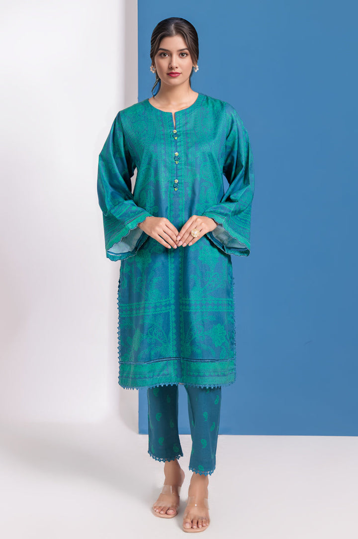 Cambric Teal Blue Stitched Suit - Bonanza