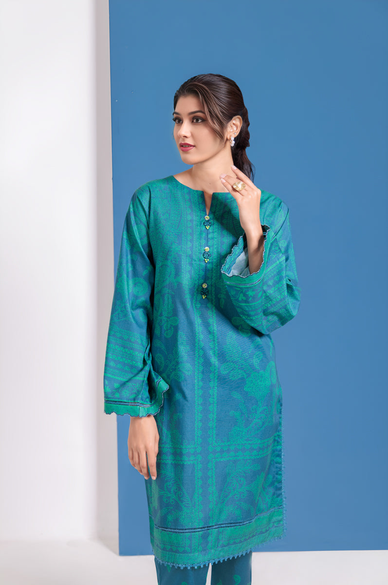 Cambric Teal Blue Stitched Suit - Bonanza