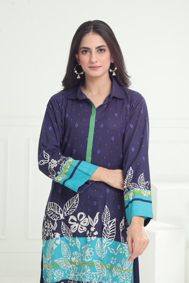 Khaddar Navy Kurti - Limelight