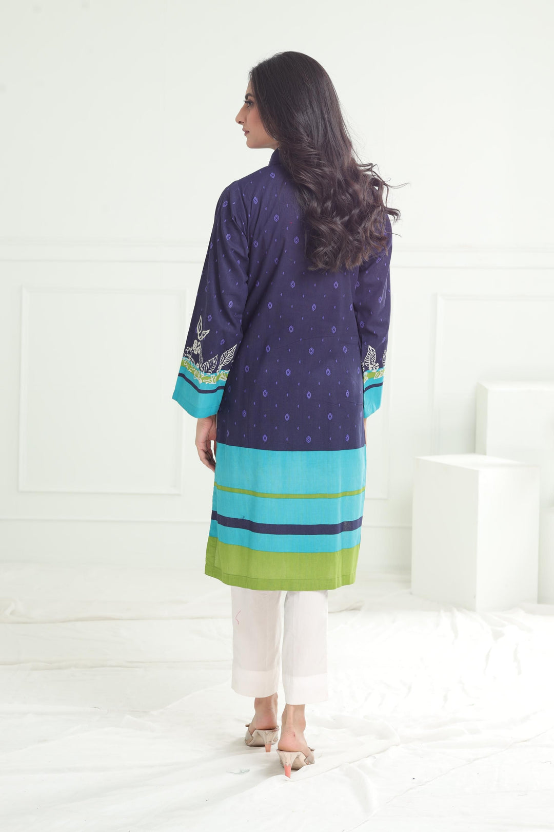 Khaddar Navy Kurti - Limelight
