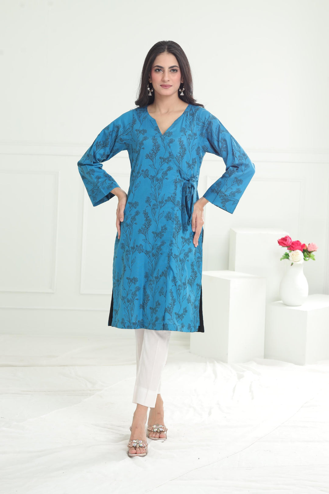 Khaddar Blue Kurti - Limelight