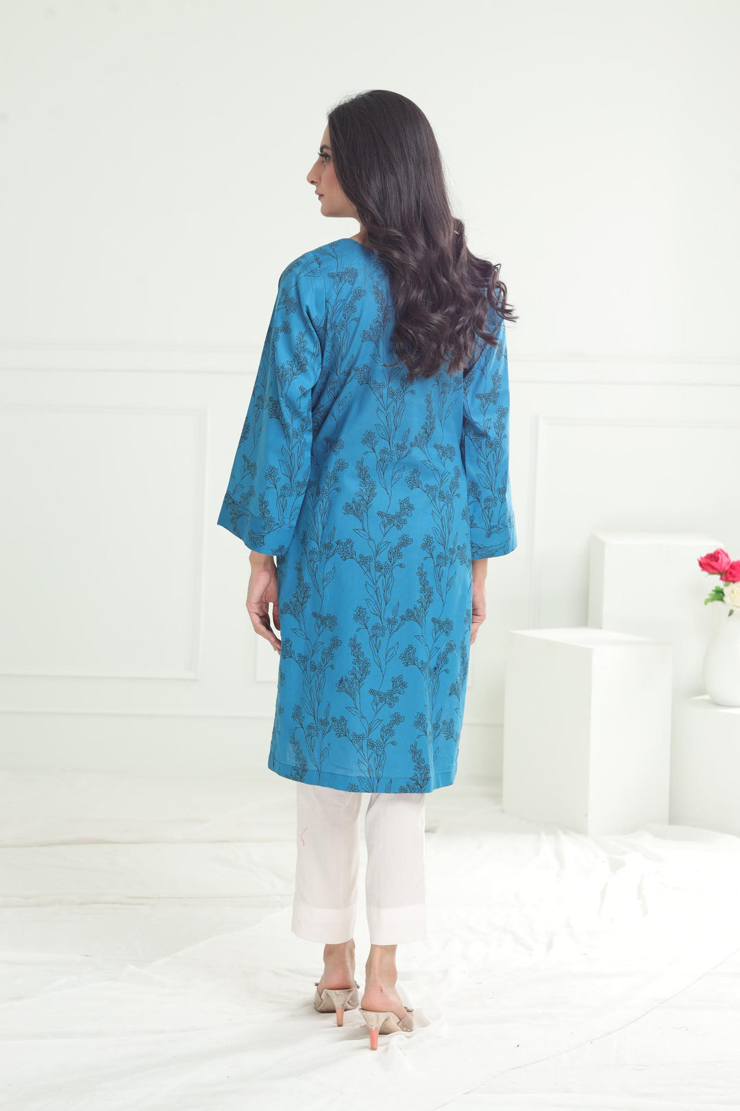 Khaddar Blue Kurti - Limelight