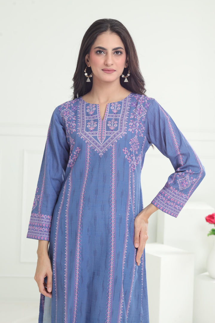 Khaddar Blue Kurti - Limelight