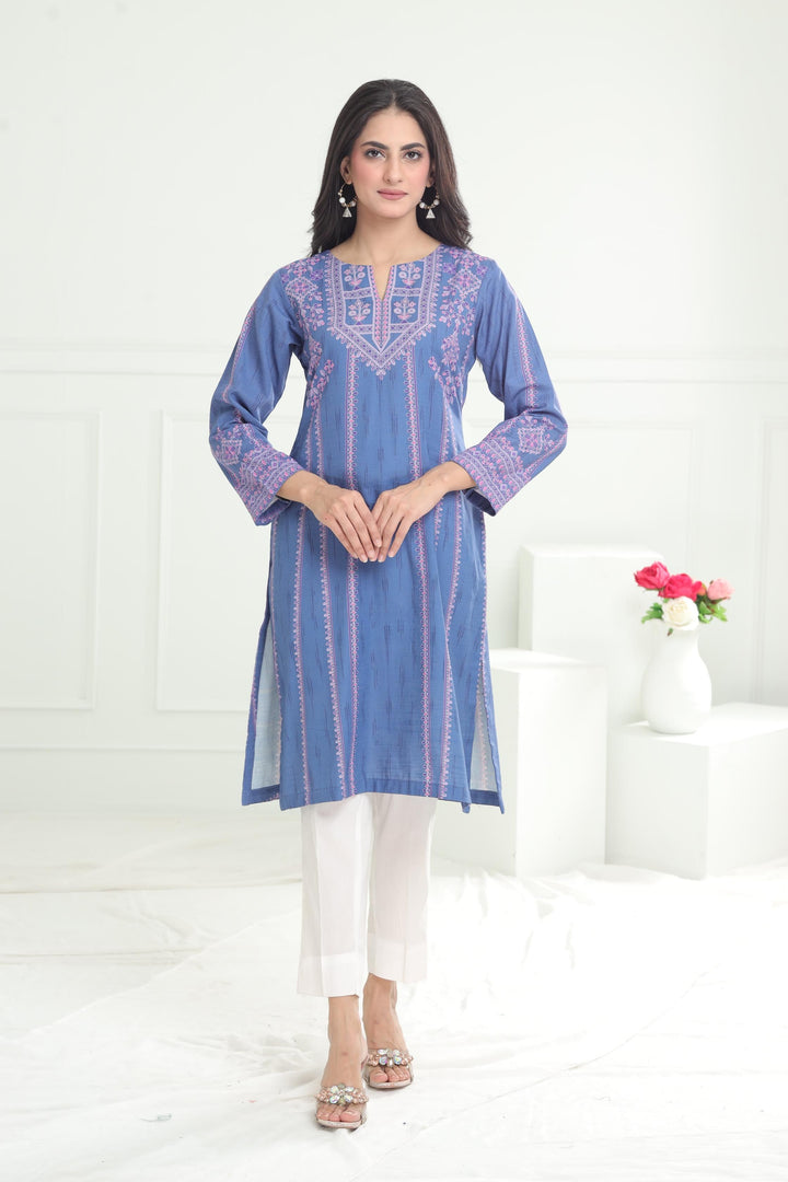 Khaddar Blue Kurti - Limelight