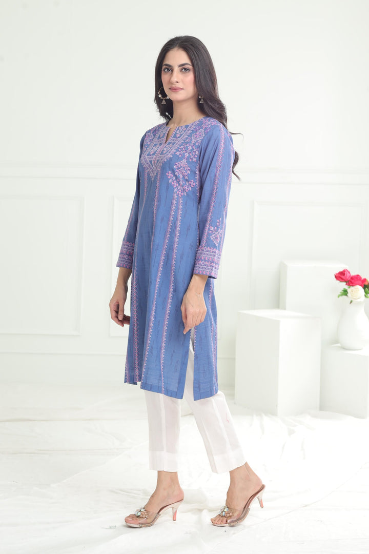 Khaddar Blue Kurti - Limelight