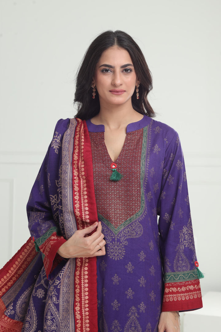 Khaddar Blue Stitched Suit - Limelight