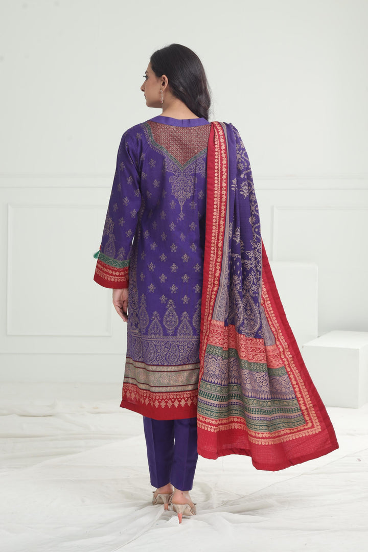 Khaddar Blue Stitched Suit - Limelight