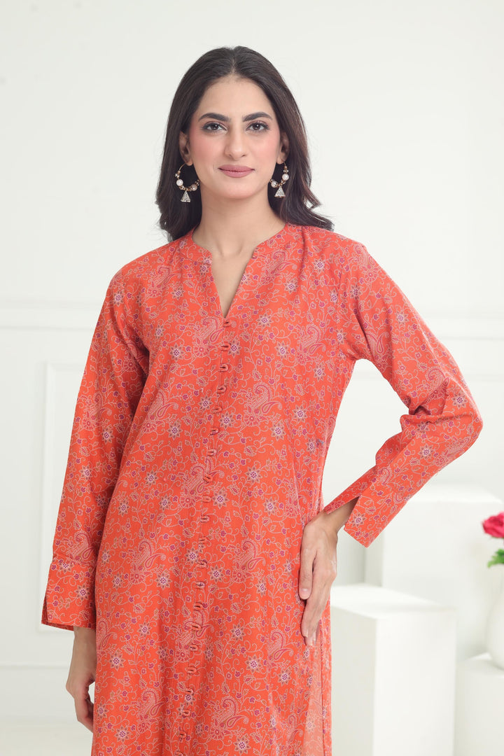 Khaddar Rust Kurti - Limelight