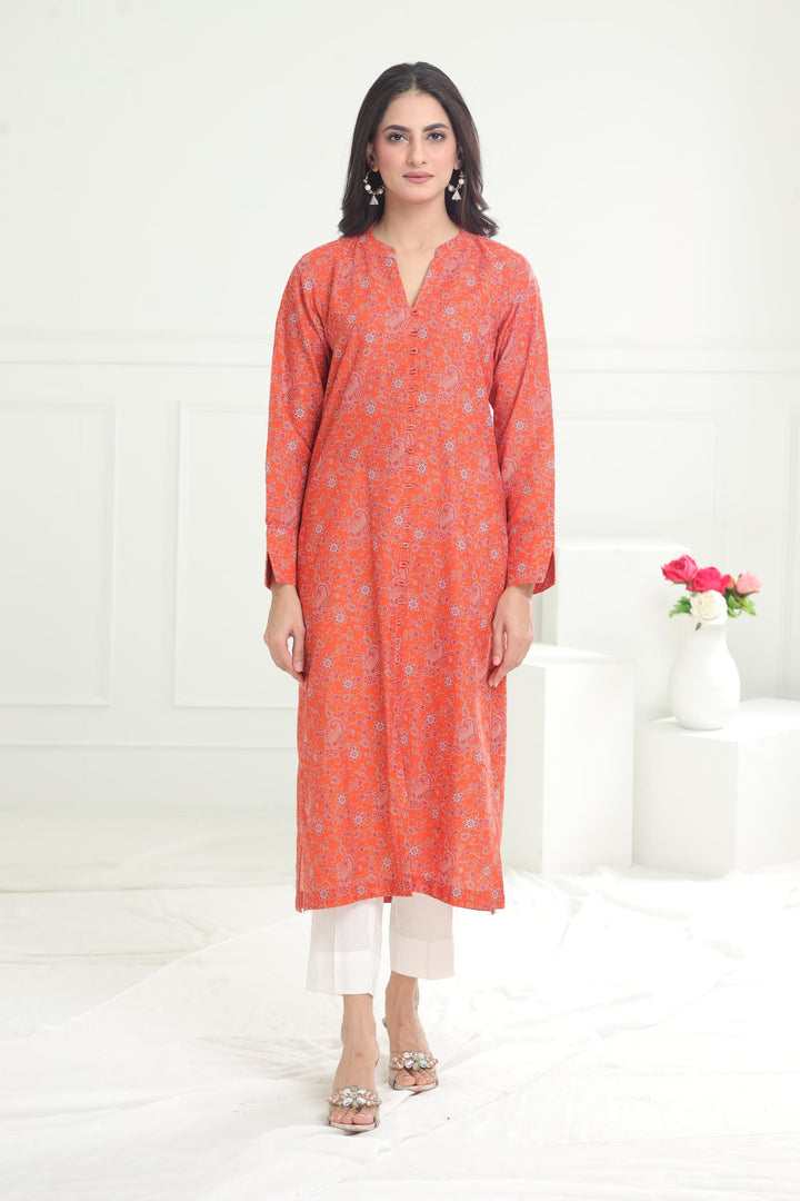 Khaddar Rust Kurti - Limelight
