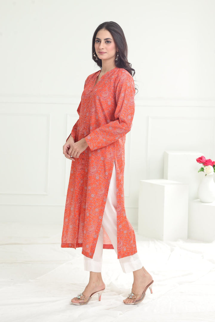 Khaddar Rust Kurti - Limelight