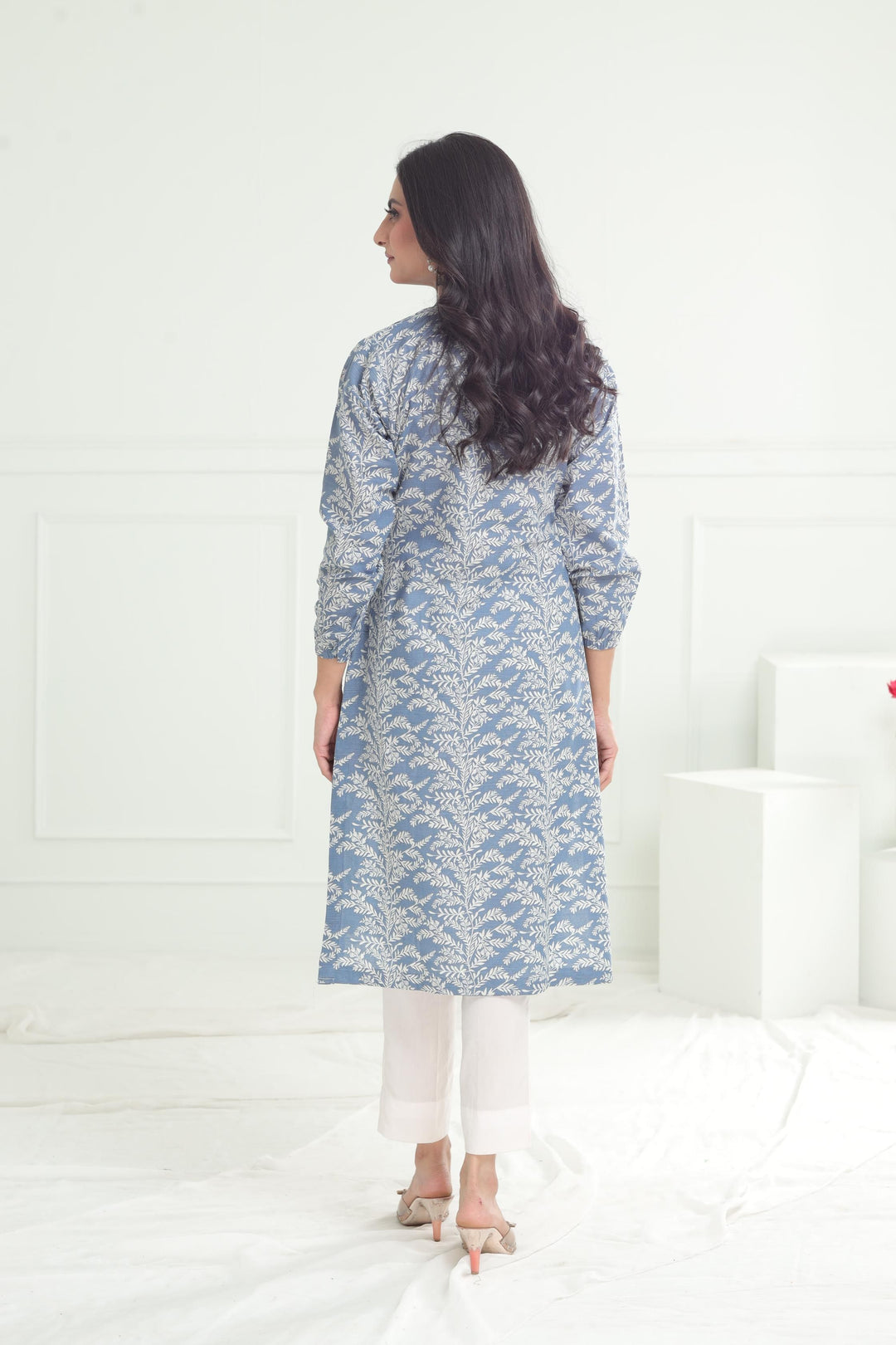 Khaddar Blue Kurti - Limelight