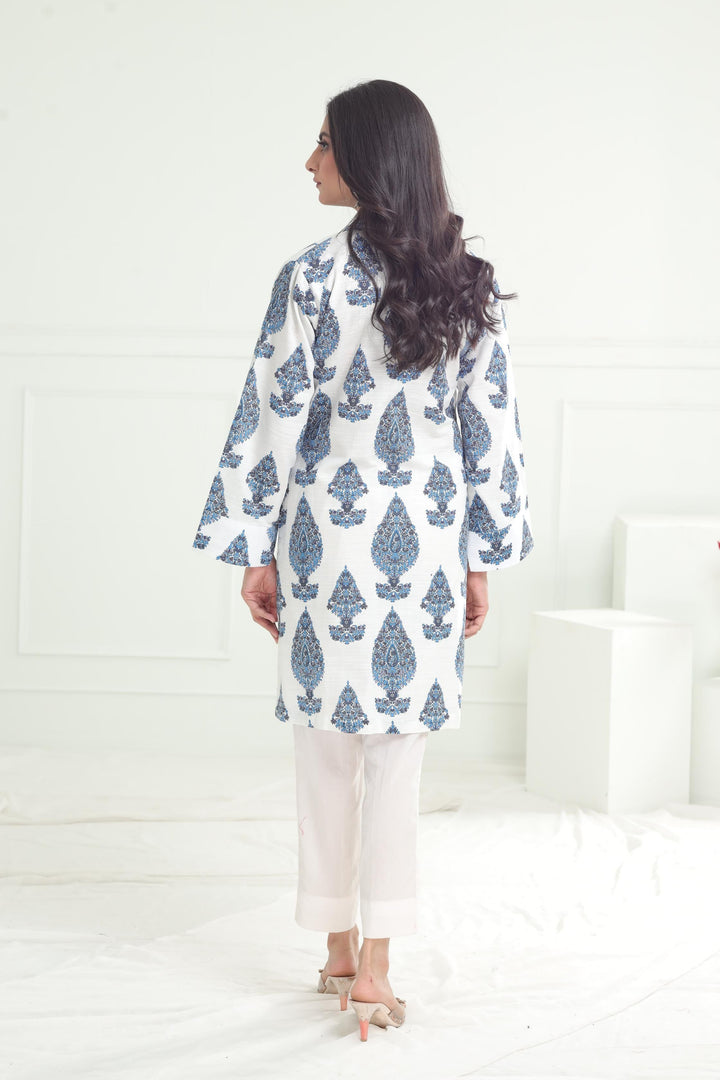 Khaddar White Kurti - Limelight