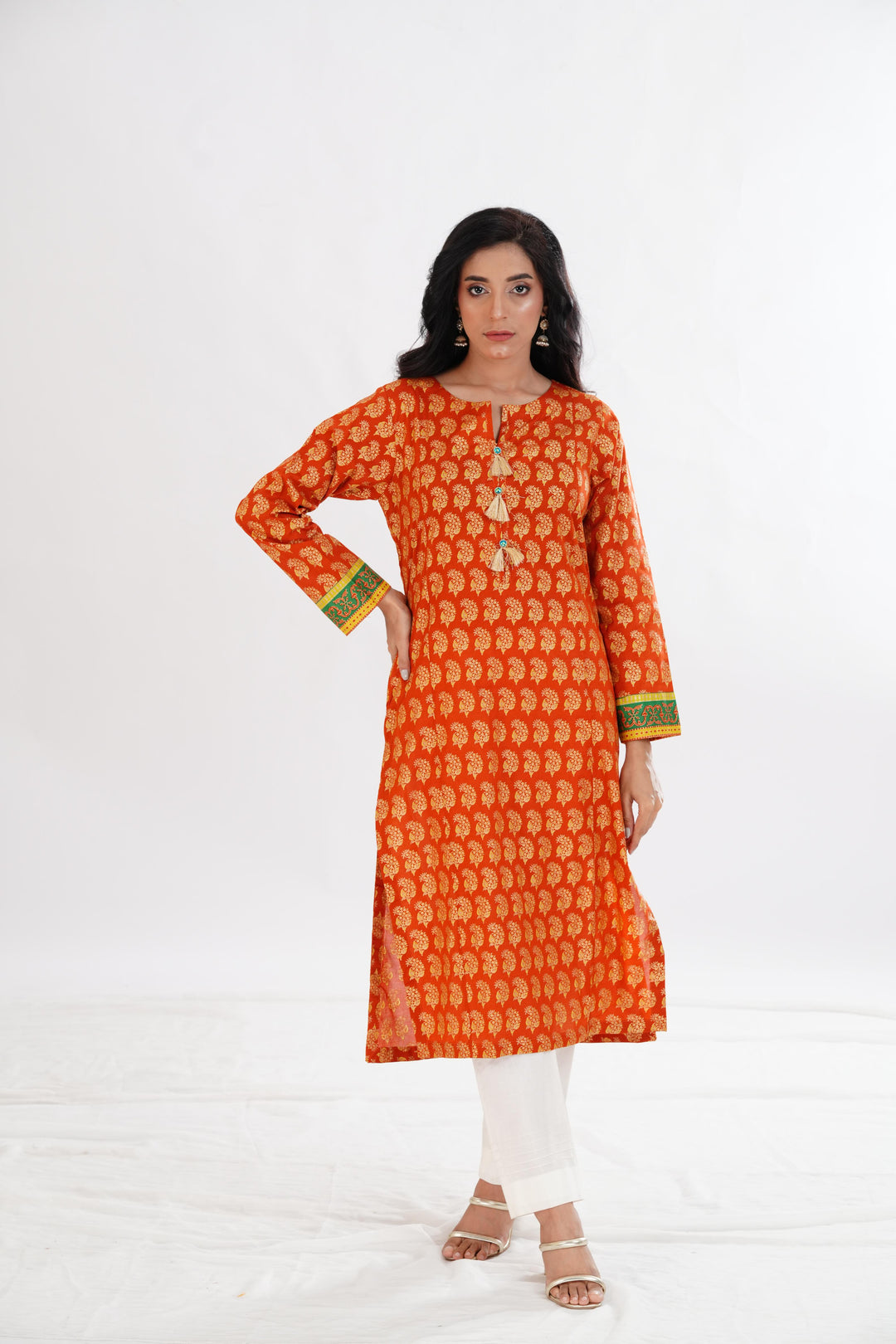 Lawn Rust Kurti - Limelight