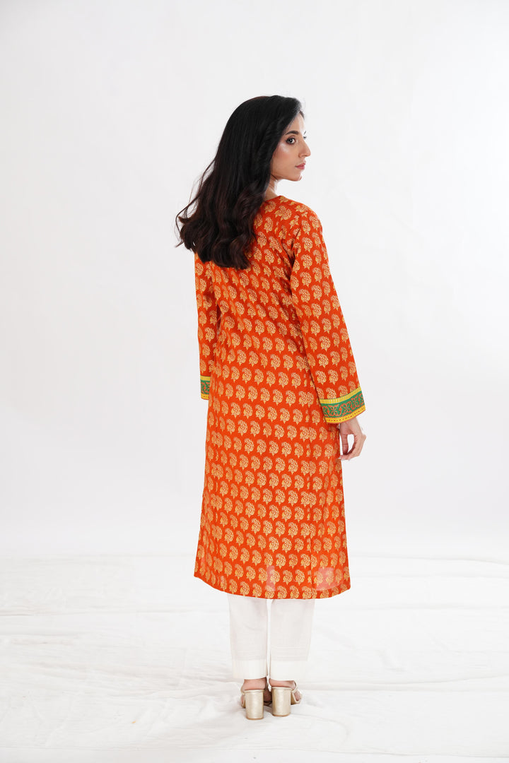 Lawn Rust Kurti - Limelight