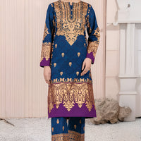Lawn Blue Stitched Suit - Limelight