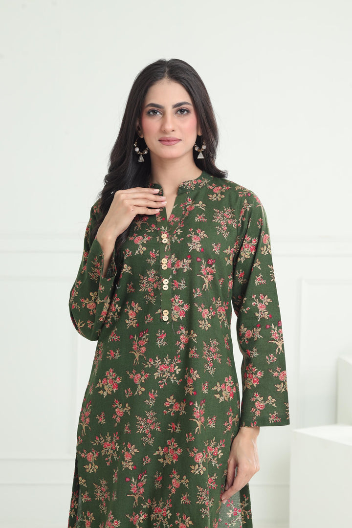 Khaddar Green Kurti - Limelight