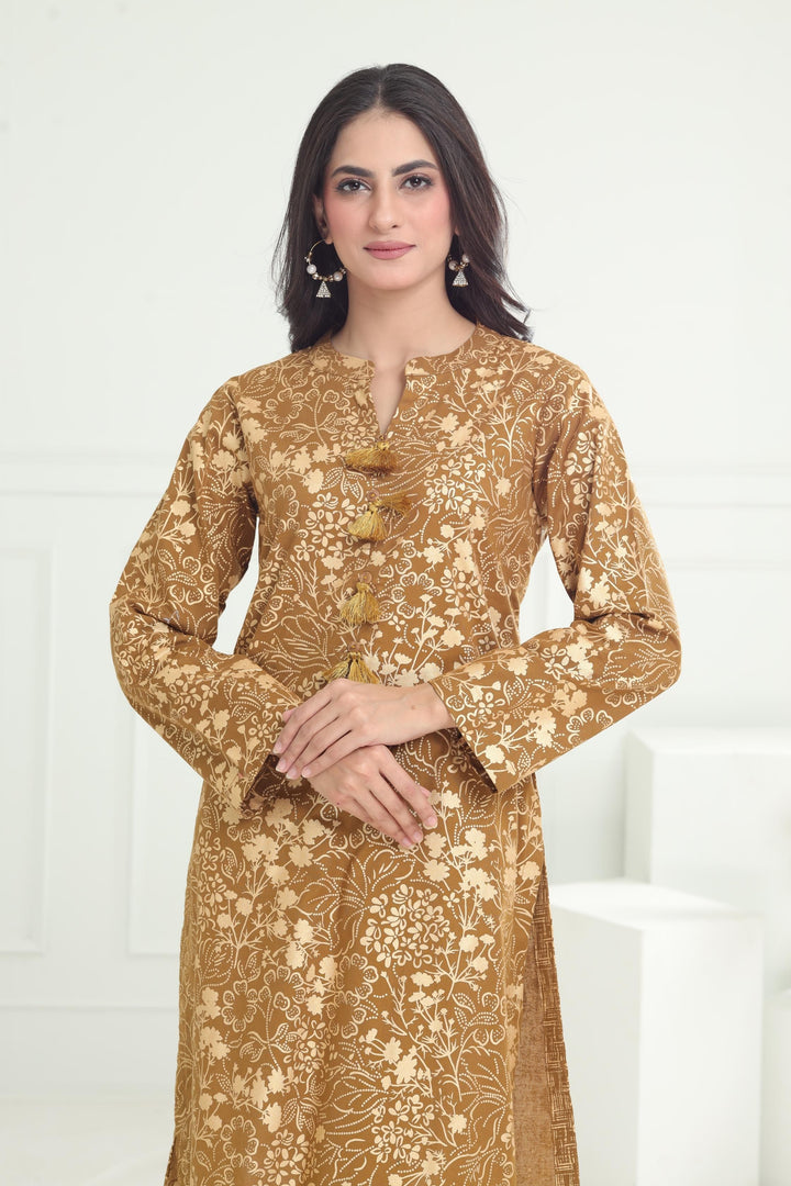 Khaddar Brown Kurti - Limelight