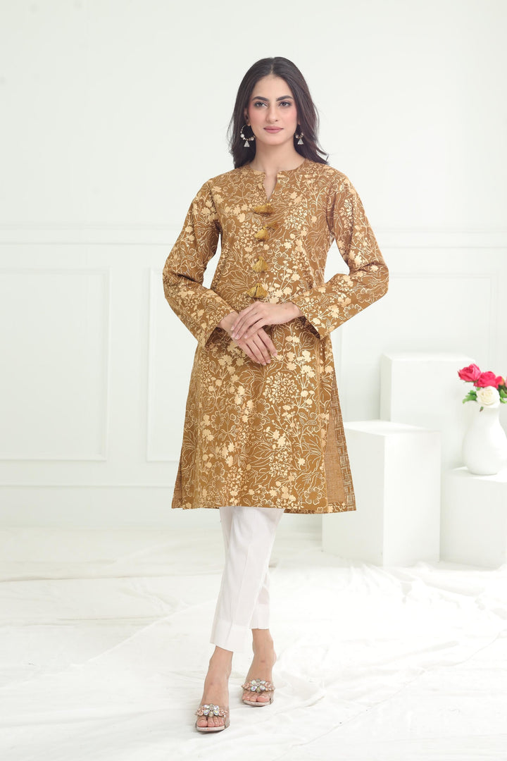 Khaddar Brown Kurti - Limelight