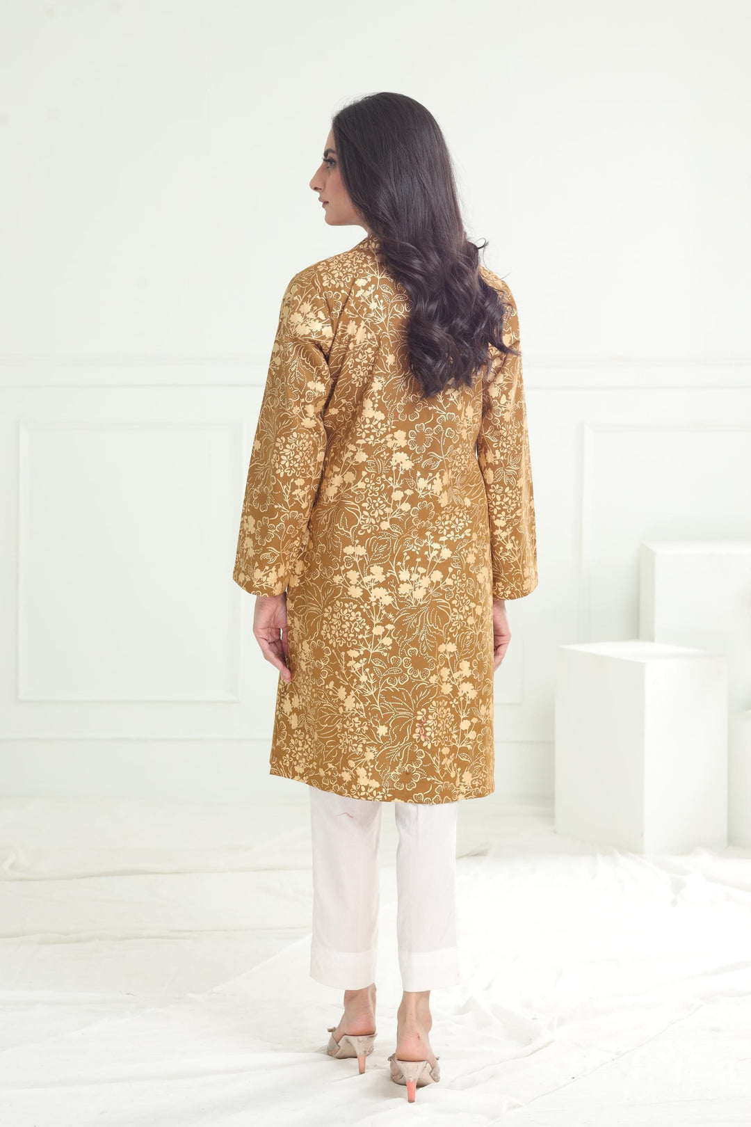 Khaddar Brown Kurti - Limelight